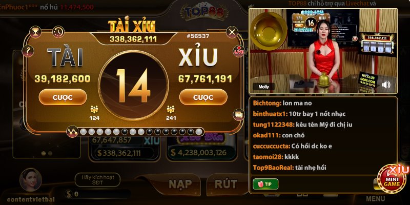 Tài xỉu Top88 livestream hot nhất hiện nay